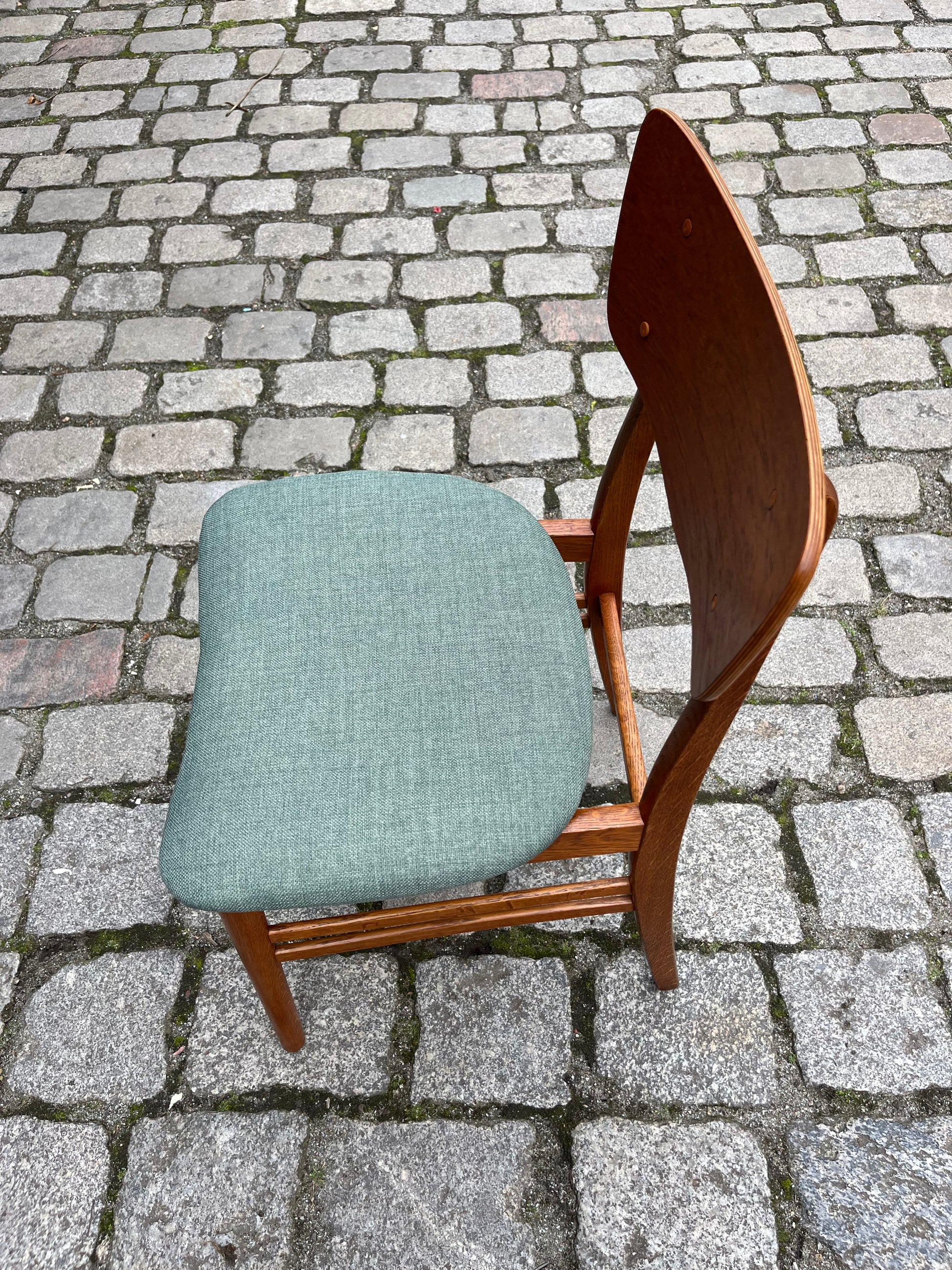 Set: 2x Esszimmerstuhl teal Teak
