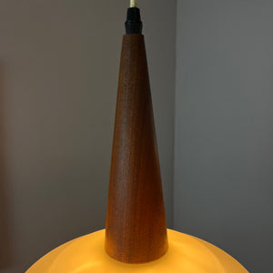 Hängelampe Opalglas Teak