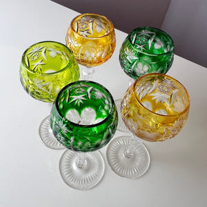 Set: 5x Römer Likörglas gelb grün Kristallglas