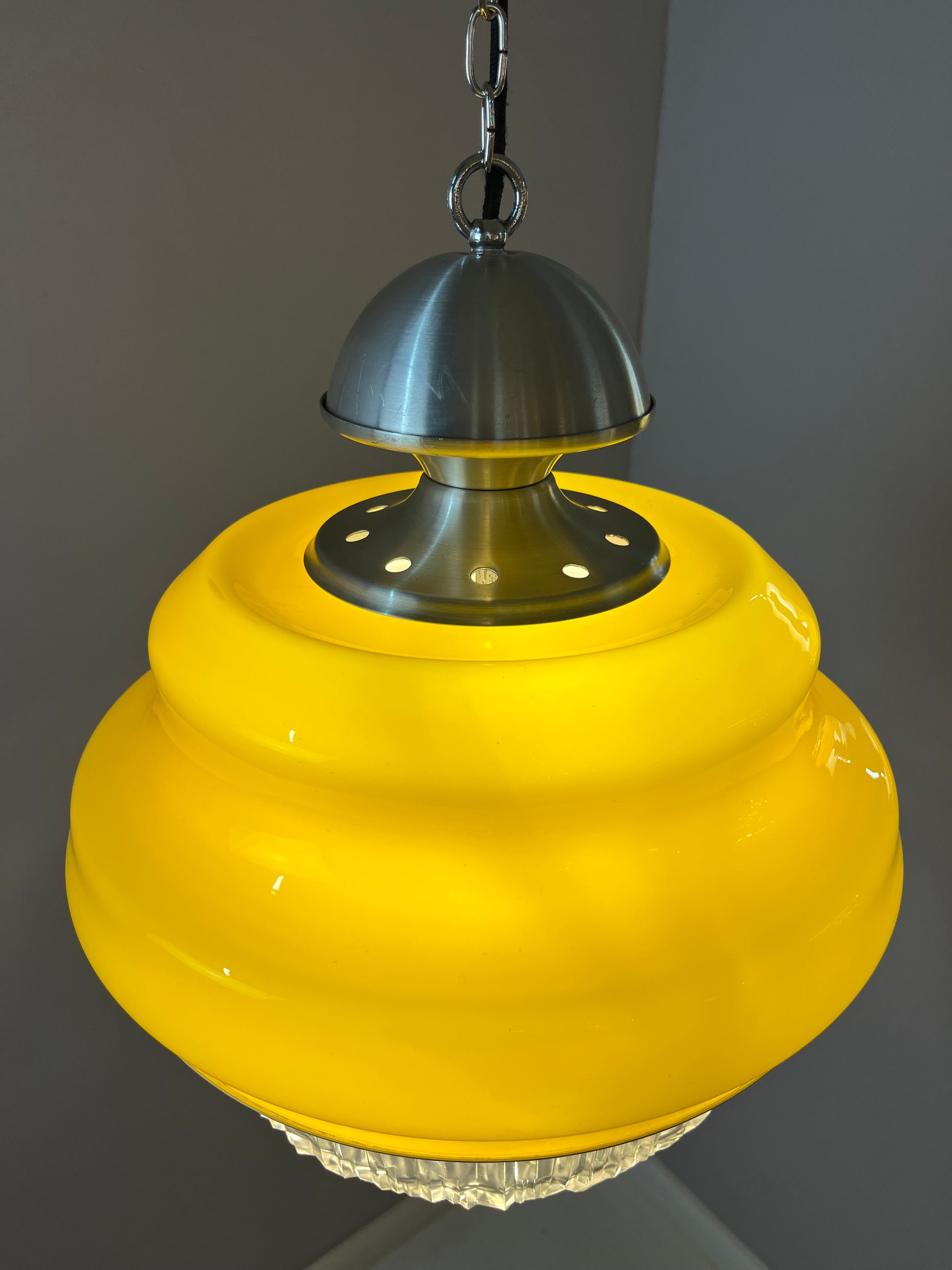 Hängelampe gelb Glas Metall