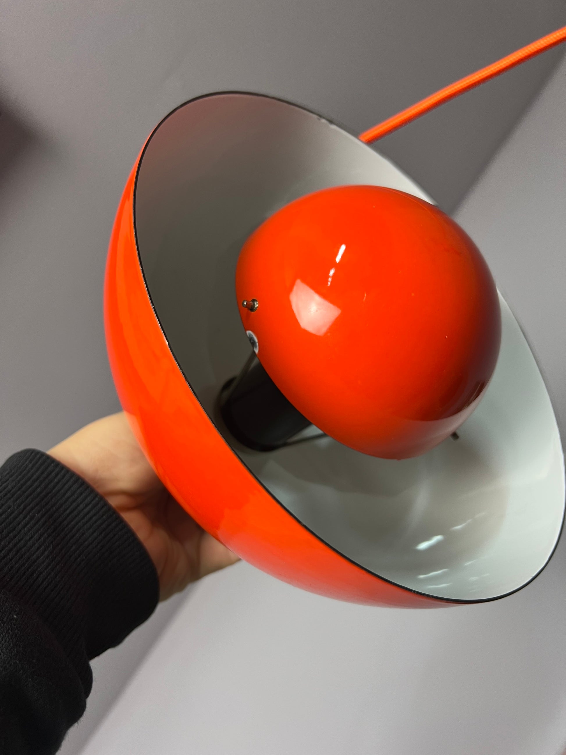 Hängelampe Flowerpot VP1 orange Emaille von Verner Panton für Louis Poulsen