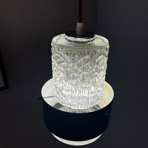 Hängelampe schwarz Eisglas von Carl Fagerlund für Orrefors