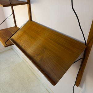 Wandregal Royal System Teak mit Lampe von Poul Cadovius