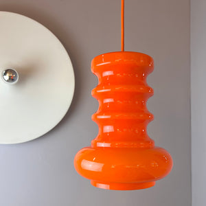 Hängelampe orange Glas