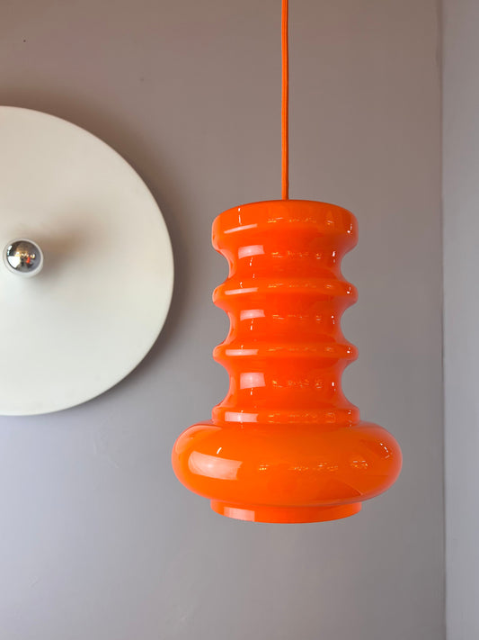 Hängelampe orange Glas