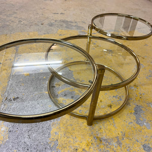 Runder Couchtisch Messing Glas mit drehbaren Tischplatten