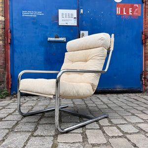 Sessel beige Kord Chromgestell