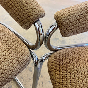 Freischwinger beige Chrom von Giotto Stoppino - mit kleinen Gebrauchsspuren