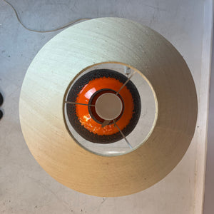 Tischlampe Fat Lava mit Naturseidenschirm orange braun Keramik von JASBA