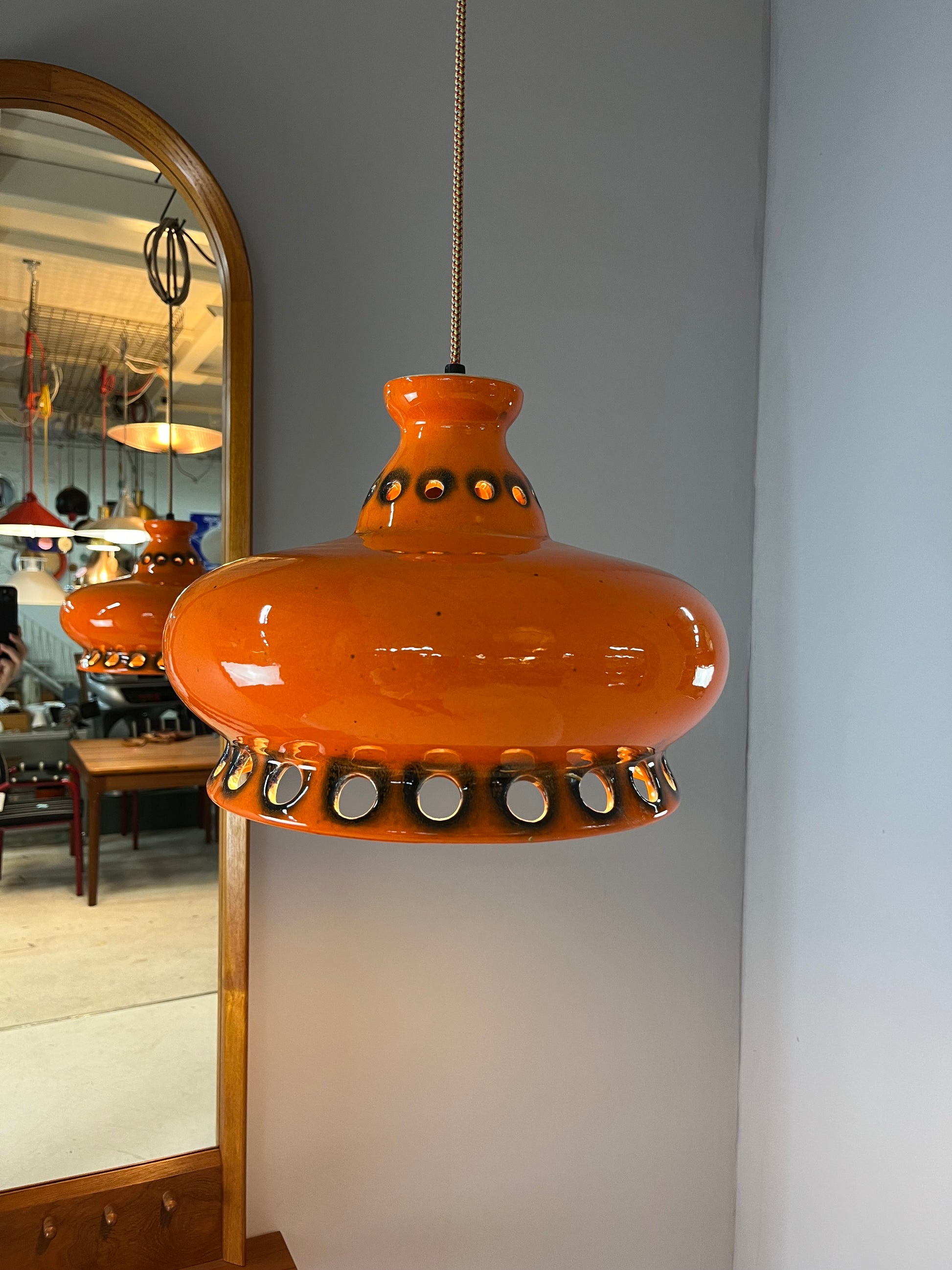 Keramiklampe orange aus Westdeutschland