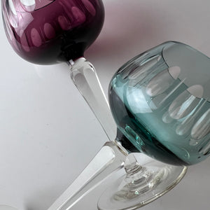 Set: 2x Römer Weinglas blau rot Kristallglas