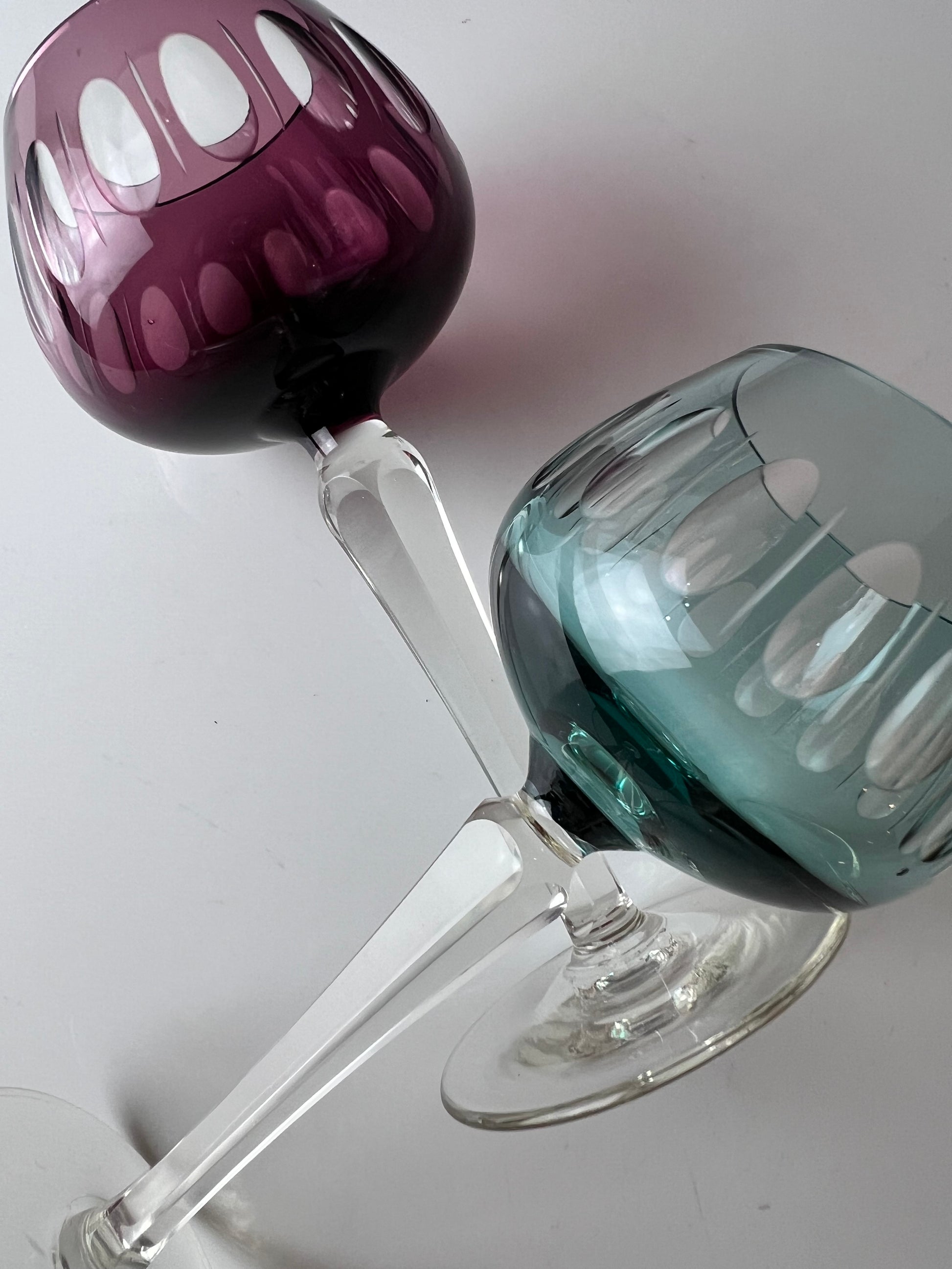 Set: 2x Römer Weinglas blau rot Kristallglas