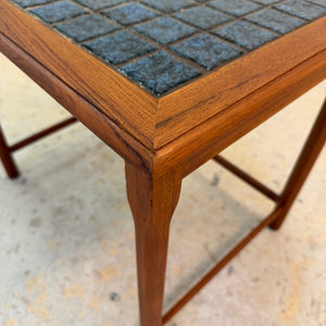 Beistelltisch Teak & blaue Fliesen aus Dänemark