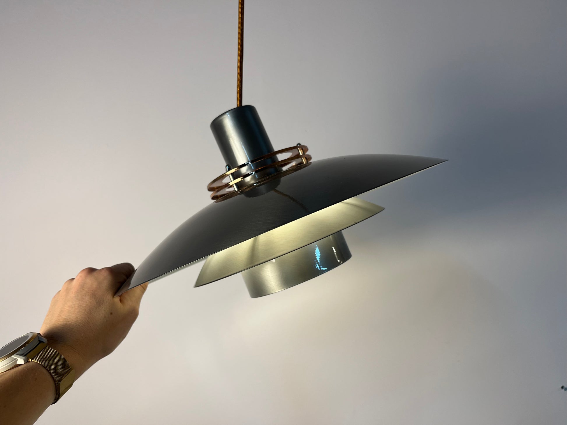 Kleine Lamellenlampe Leto silber kupfer von Top Lamper