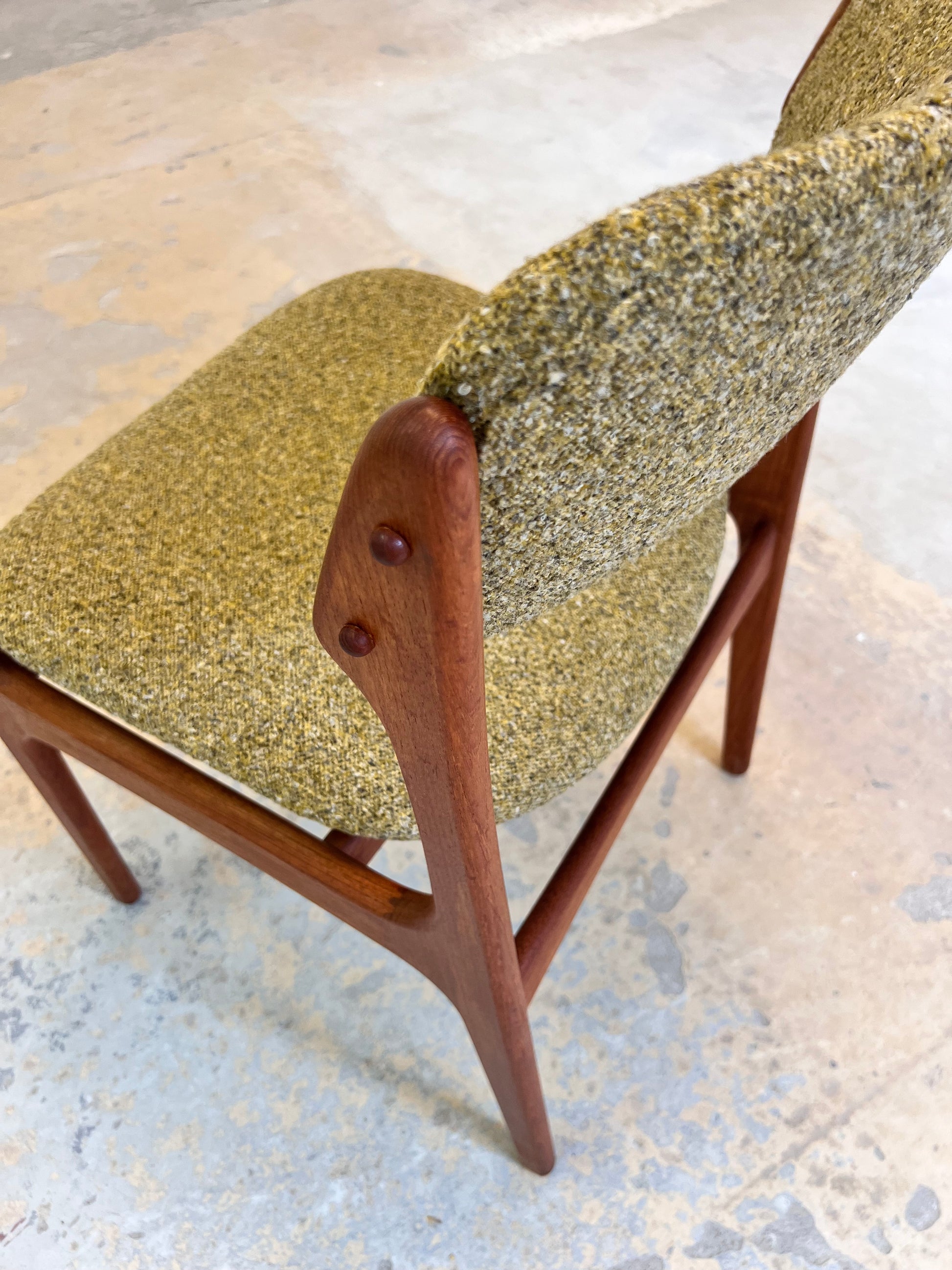 Polsterstuhl grün Teak neu gepolstert von Erik Buch