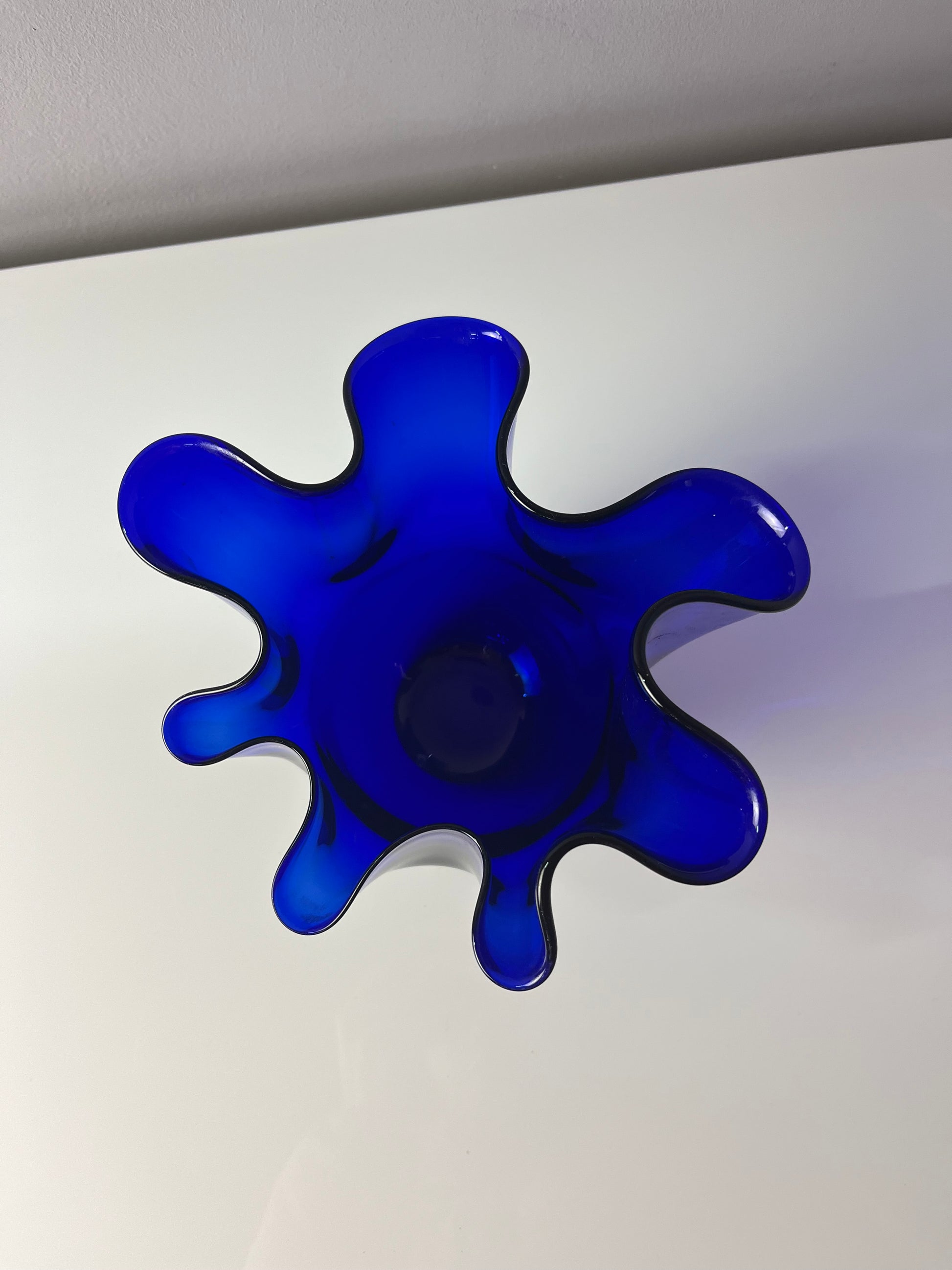 Vase Fazoletto blau Glas