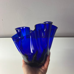 Vase Fazoletto blau Glas
