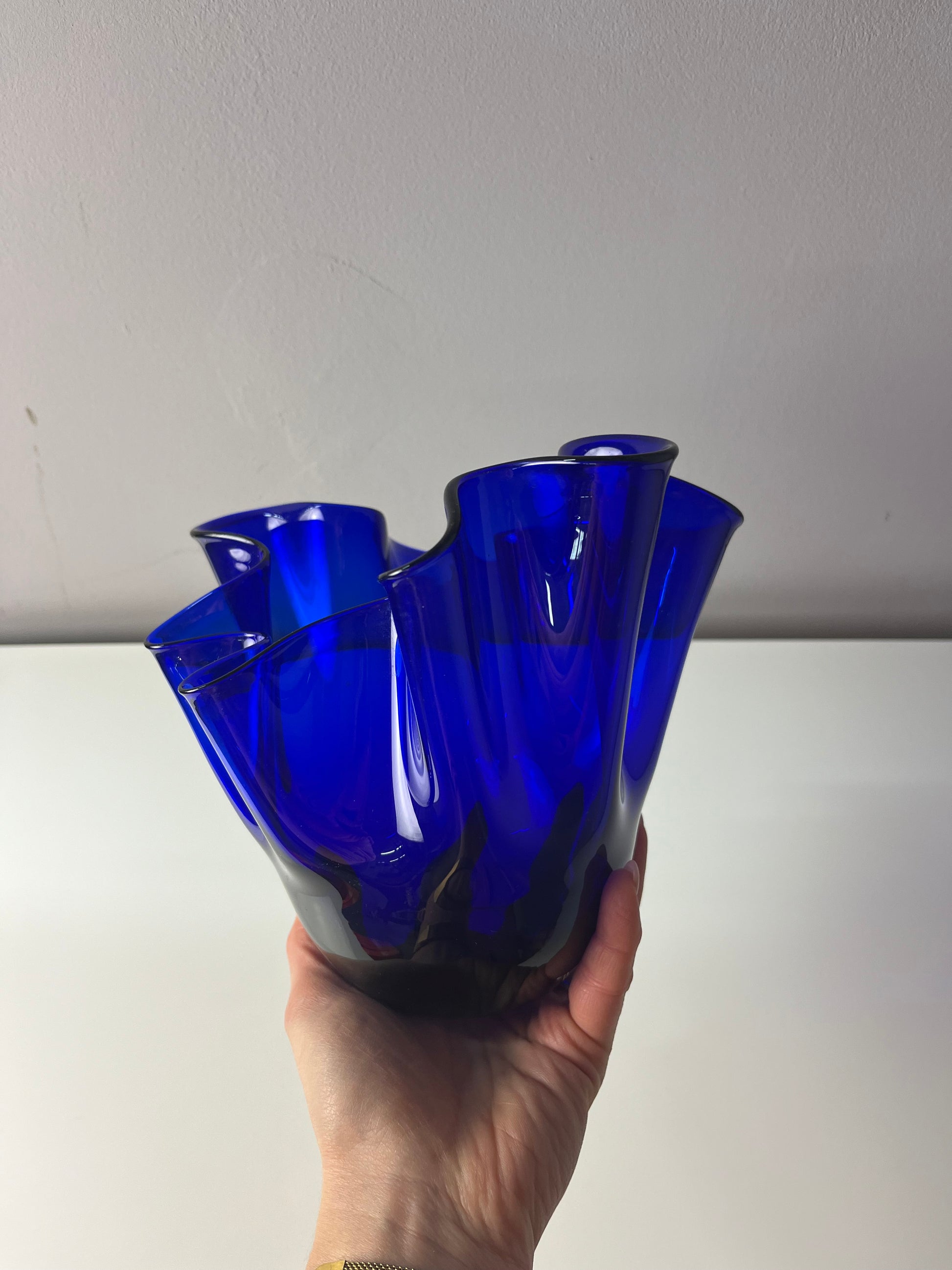 Vase Fazoletto blau Glas