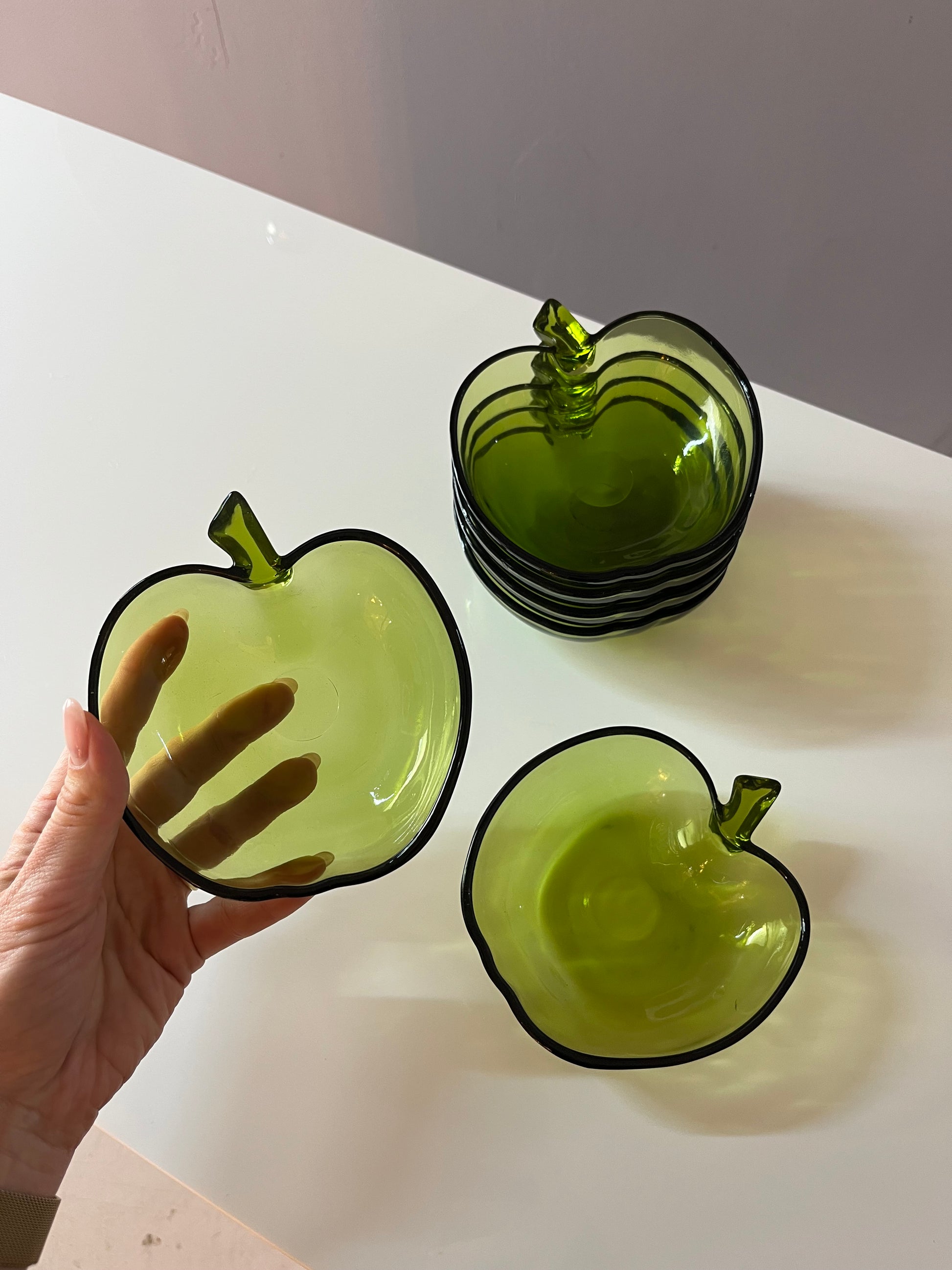 Set: 6x Schale grüner Apfel Glas
