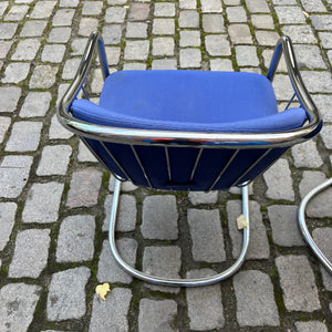 Set: 2x Freischwinger Chrom blau von Gastone Rinaldi für Alma