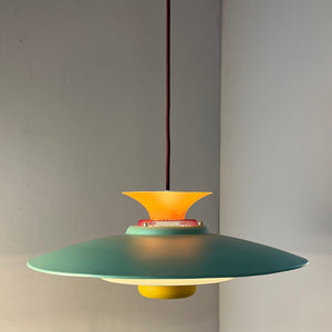 Lamellenlampe neu lackiert peach teal ocker aus Dänemark