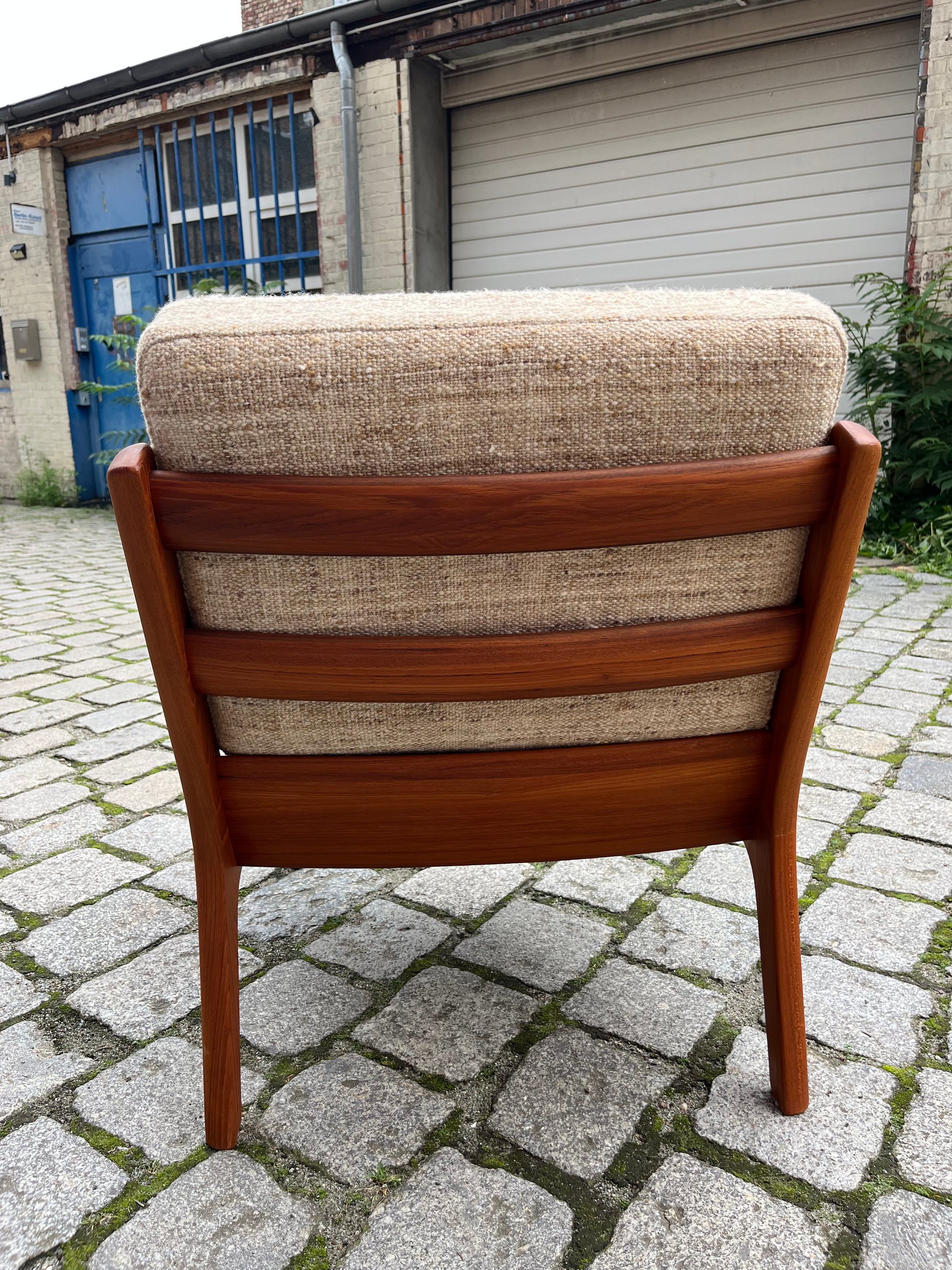 Sessel Senator beige Wolle Teak von Ole Wanscher für Cado