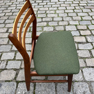 Set: 6x Esszimmerstuhl grün Teak neu gepolstert