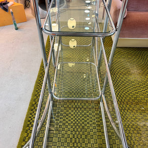 Rundes Regal / Raumteiler Chrom & Glas - Designklassiker