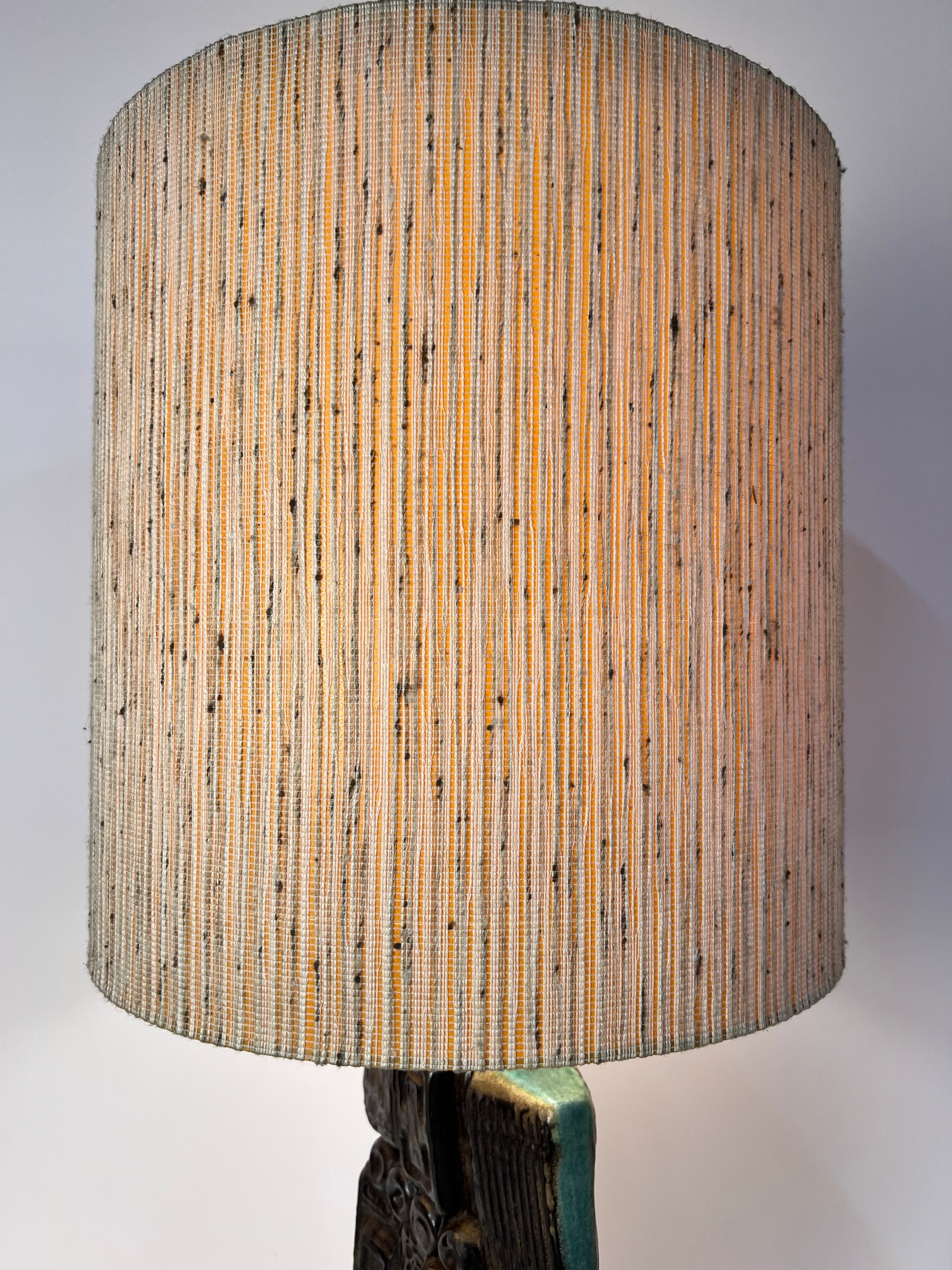 Tischlampe türkis beige Keramik von Bernard Rooke
