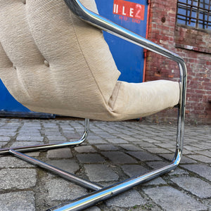 Sessel beige Kord Chromgestell
