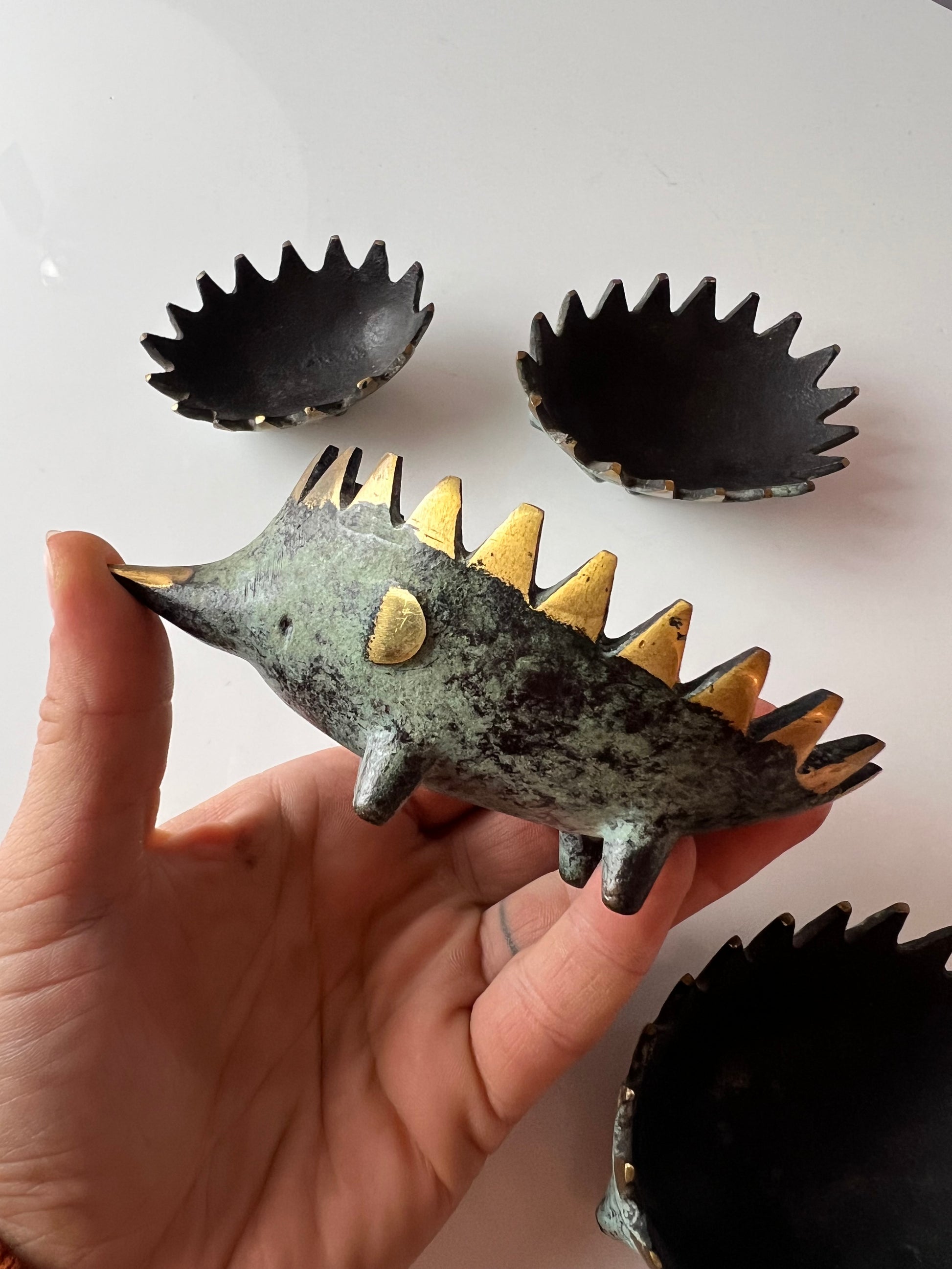 Aschenbecher Igel Messing von Walter Bosse