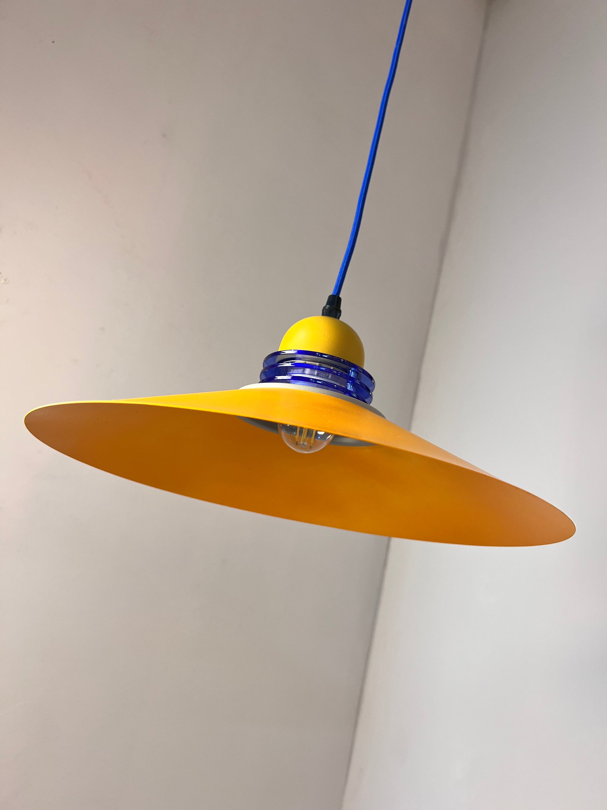 Hängelampe neu lackiert orange blau aus Dänemark