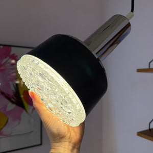 Hängelampe Modell 5024 Strukturglas Chrom von Staff