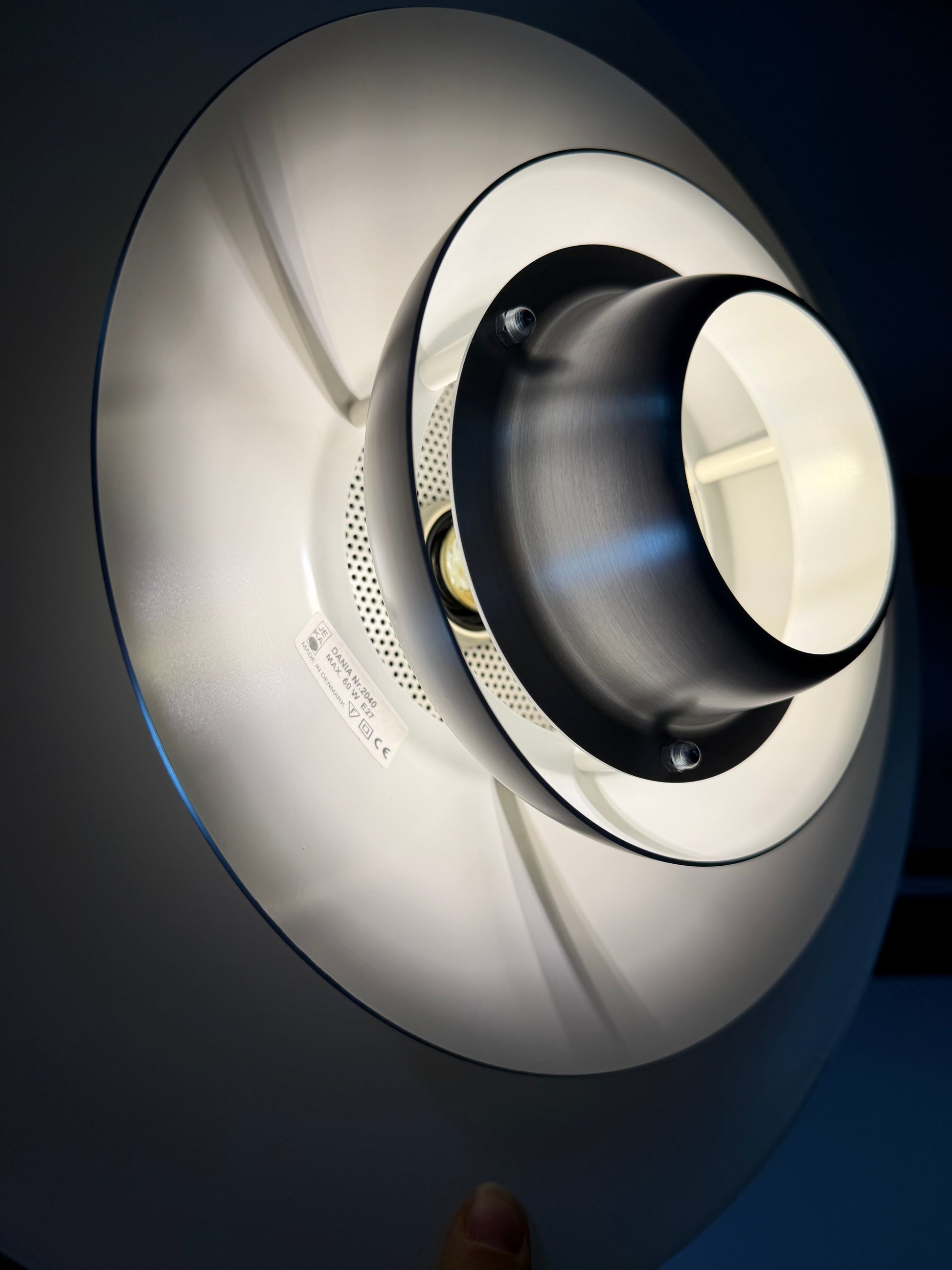Lamellenlampe Modell Dania 2040 silber von Kurt Wiborg für JEKA