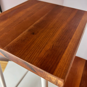Tritthocker weiß Teak mit Klappleiter