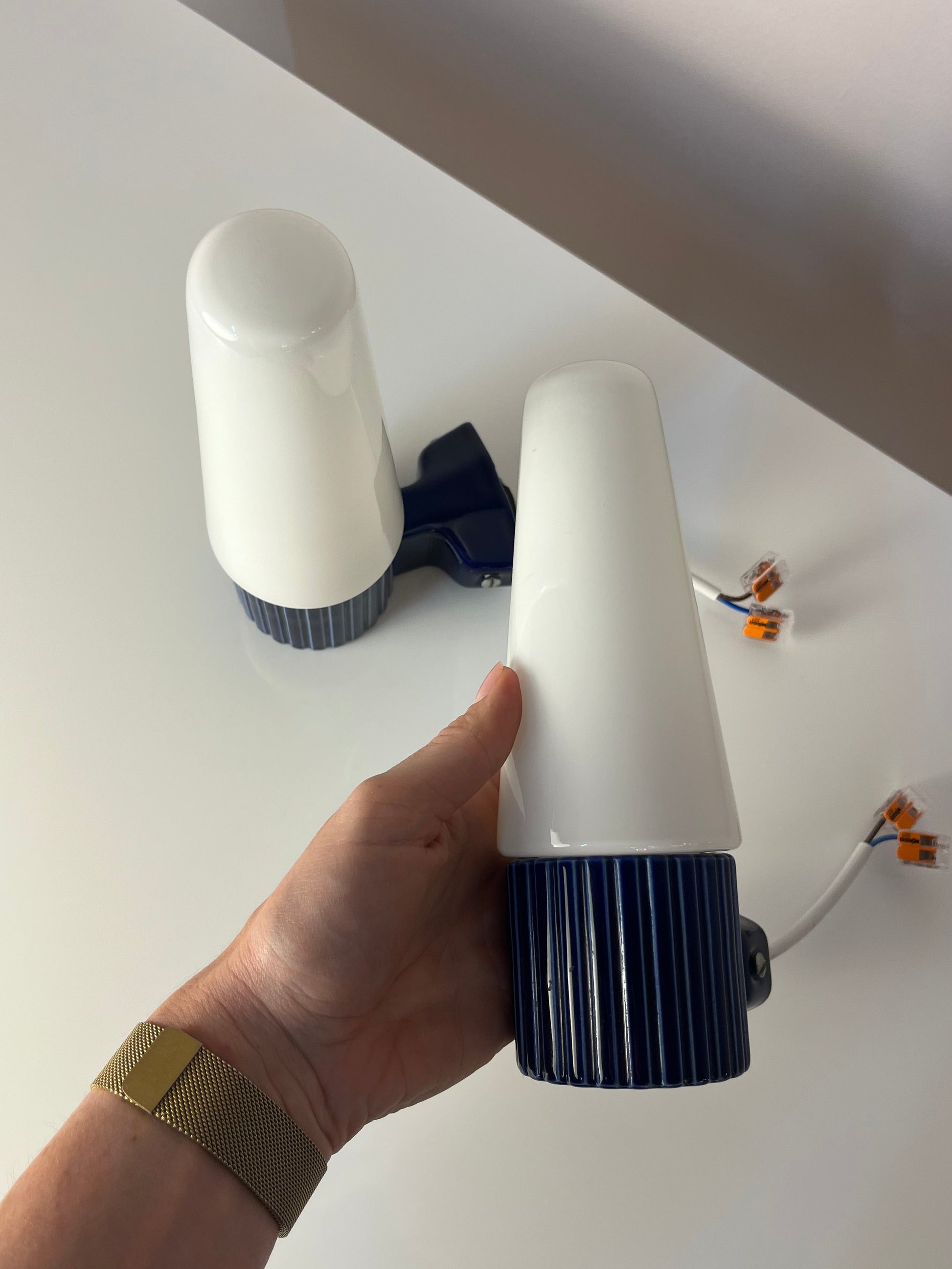 Set: 2x Wandlampe Modell 6020 blau von Sigvard Bernadotte für Ifö