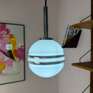 Kugellampe weiß silber Glas