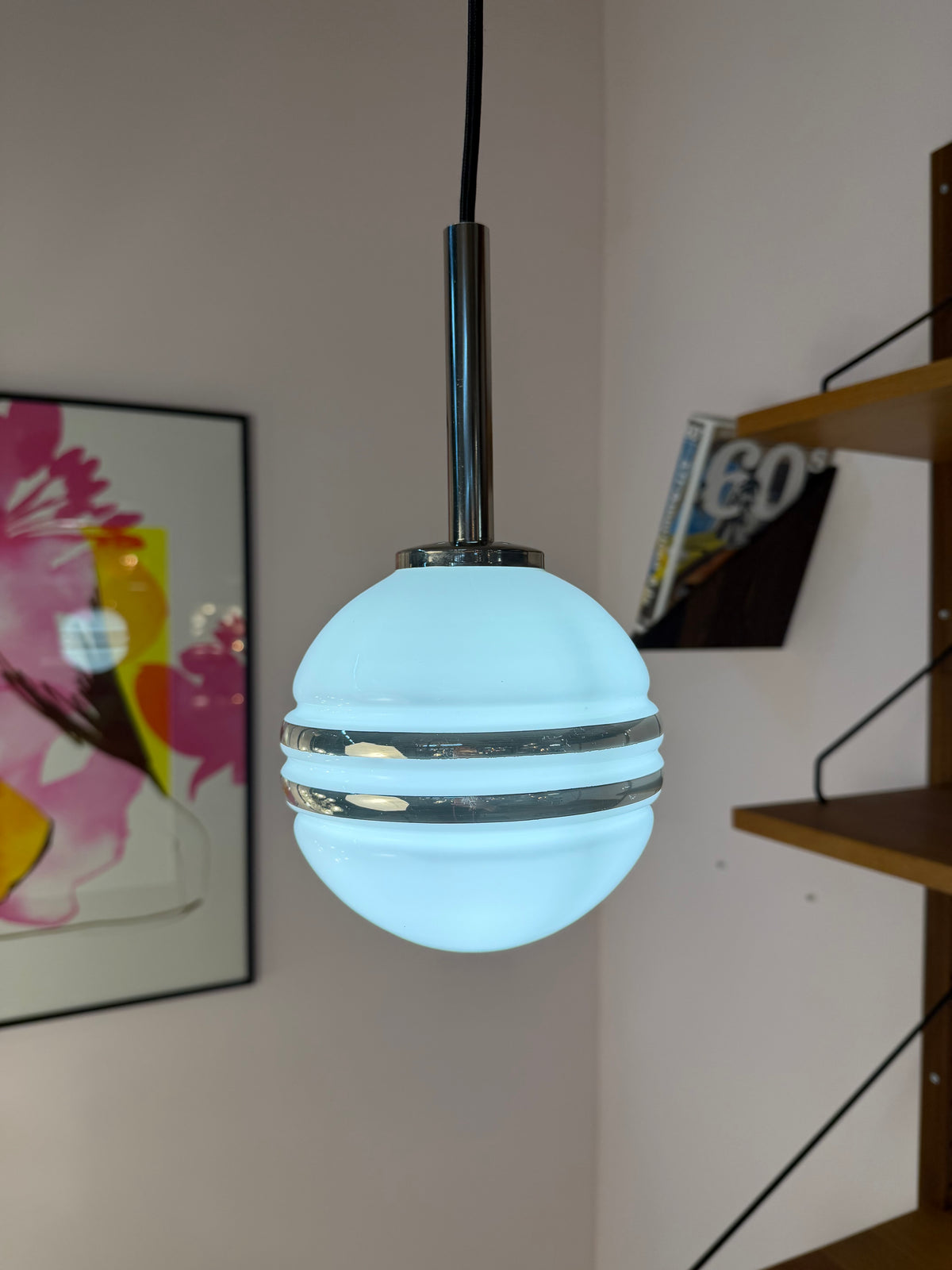 Kugellampe weiß silber Glas