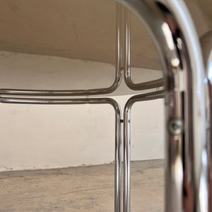 Runder Esstisch Chrom & getöntes Glas