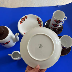 Kaffeeservice weiß braun rot von Seltmann Weiden