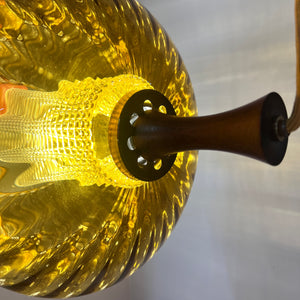 Hängelampe Glas und Teak aus Dänemark