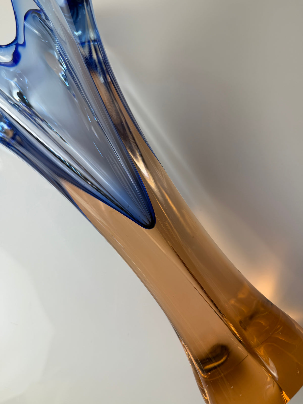 Vase hellblau Glas von Josef Hospodka für Chřibská Sklárna