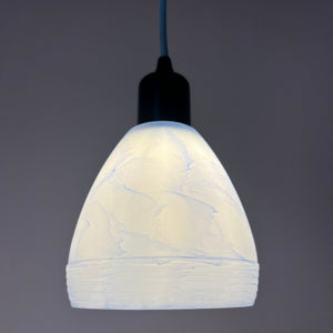 Hängelampe blau weiß marmoriert Glas