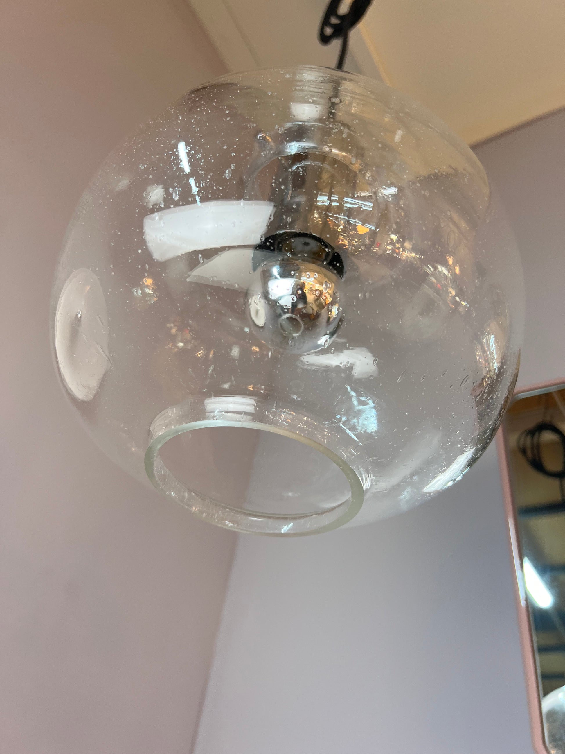 Hängelampe Glas Chrom von Glashütte Limburg