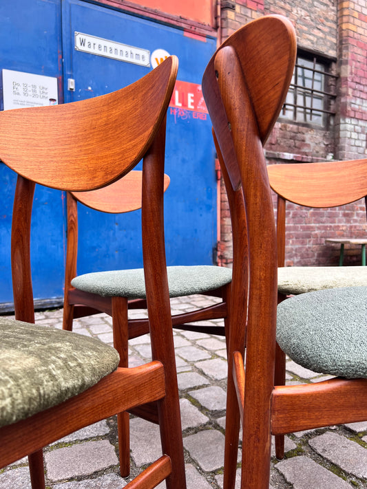 Set: 4x Esszimmerstuhl grün Teak