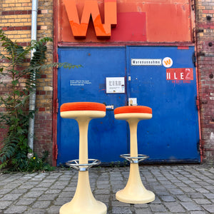 Barhocker creme orange von Friedrich Stuckenbröker für Lockhausen Plastik