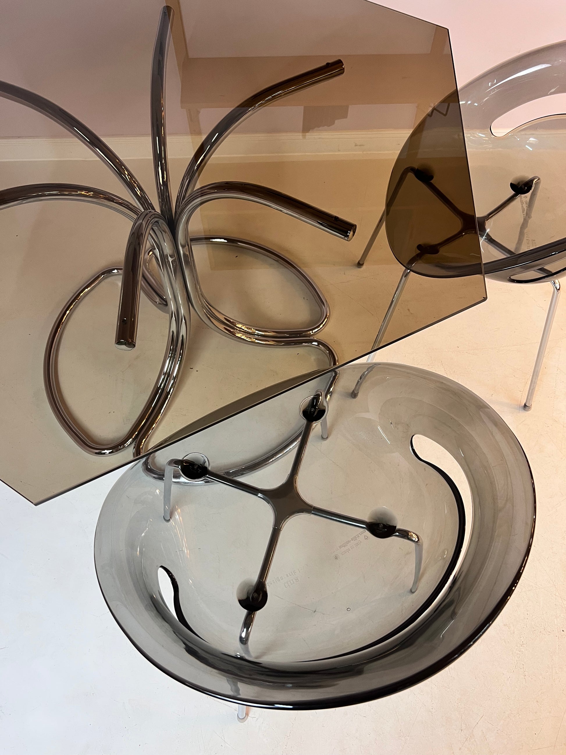 Esstisch Glas und Chrom