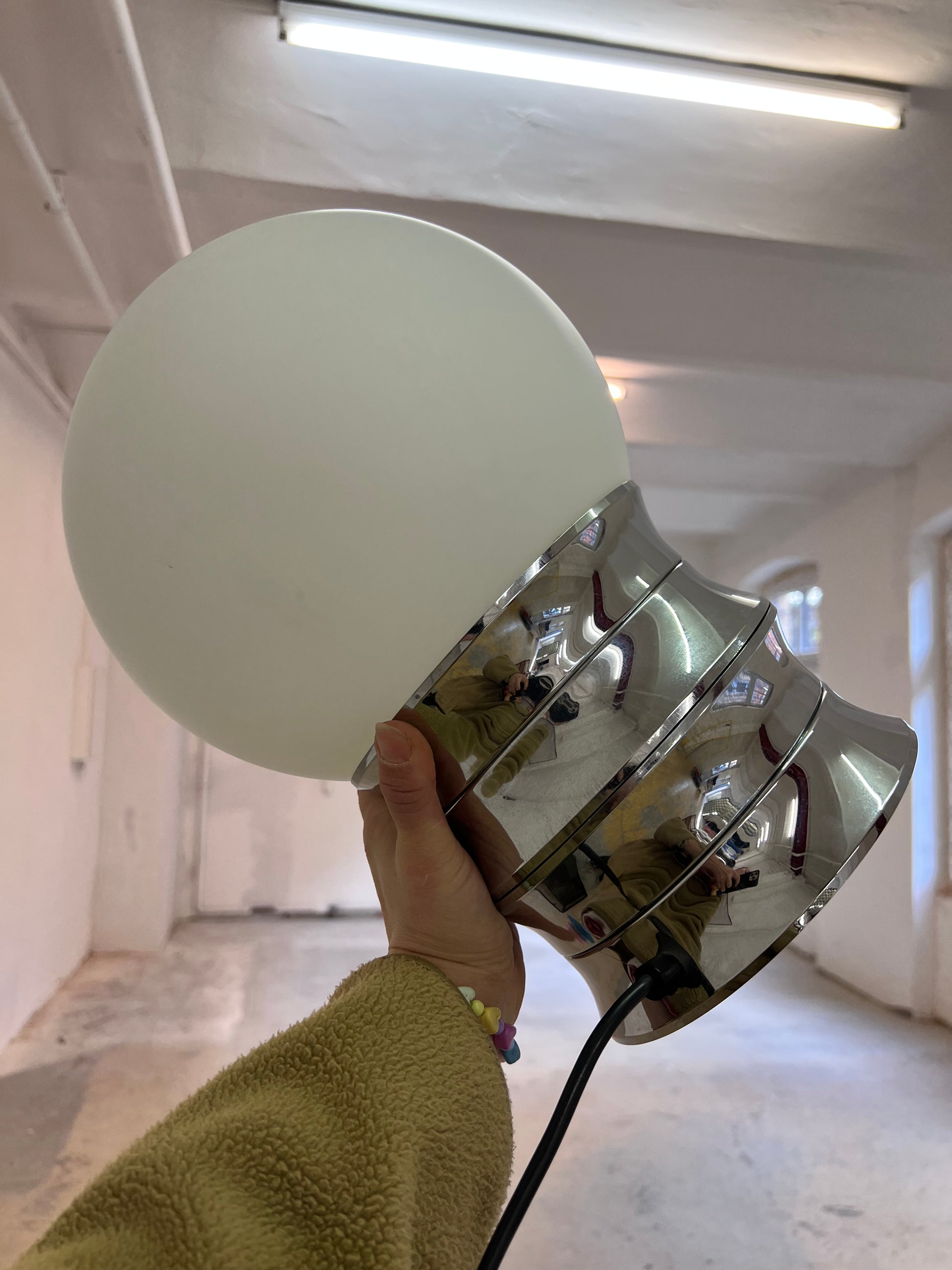 Tischlampe Chrom Opalglas von VEB NARVA