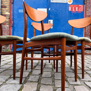 Set: 4x Esszimmerstuhl grün Teak