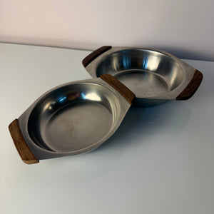 Set: 2 Schüsseln Edelstahl mit Teak Griffen